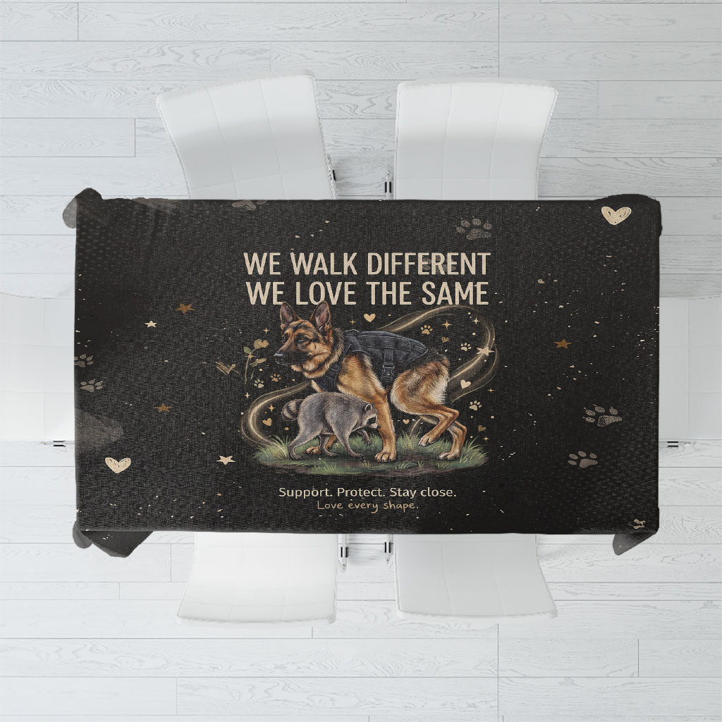 Jimothy And Quasimodo Tablecloth Vintage German Shepherd And Raccoon - Born Rare Loved Deeply