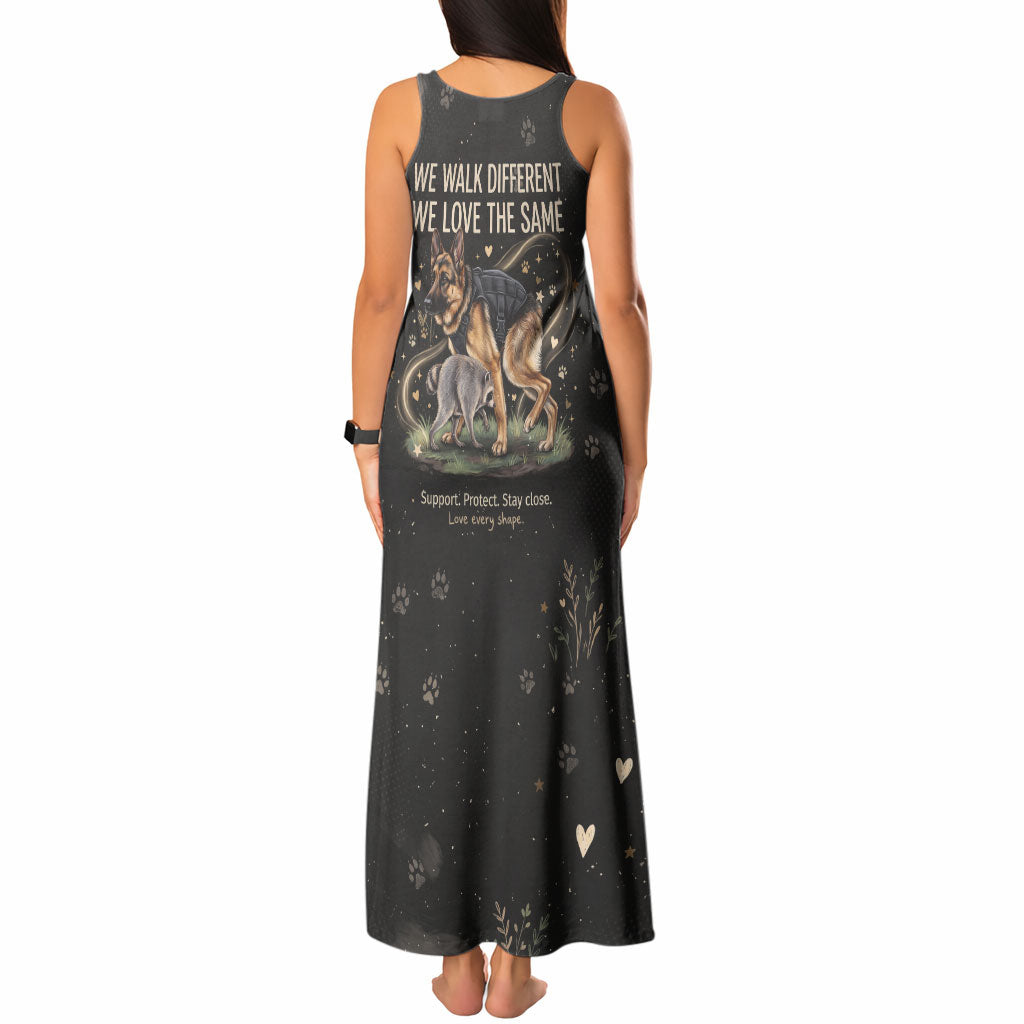 Jimothy And Quasimodo Tank Maxi Dress Vintage German Shepherd And Raccoon - Born Rare Loved Deeply