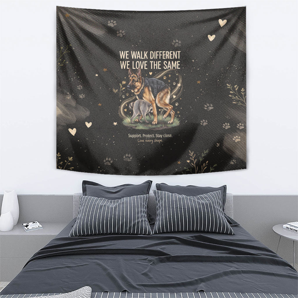 Jimothy And Quasimodo Tapestry Vintage German Shepherd And Raccoon - Born Rare Loved Deeply