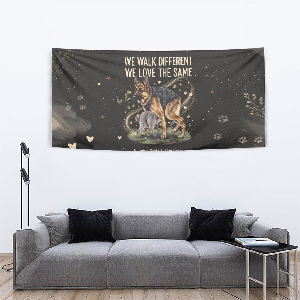 Jimothy And Quasimodo Tapestry Vintage German Shepherd And Raccoon - Born Rare Loved Deeply