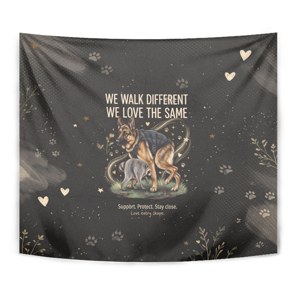 Jimothy And Quasimodo Tapestry Vintage German Shepherd And Raccoon - Born Rare Loved Deeply