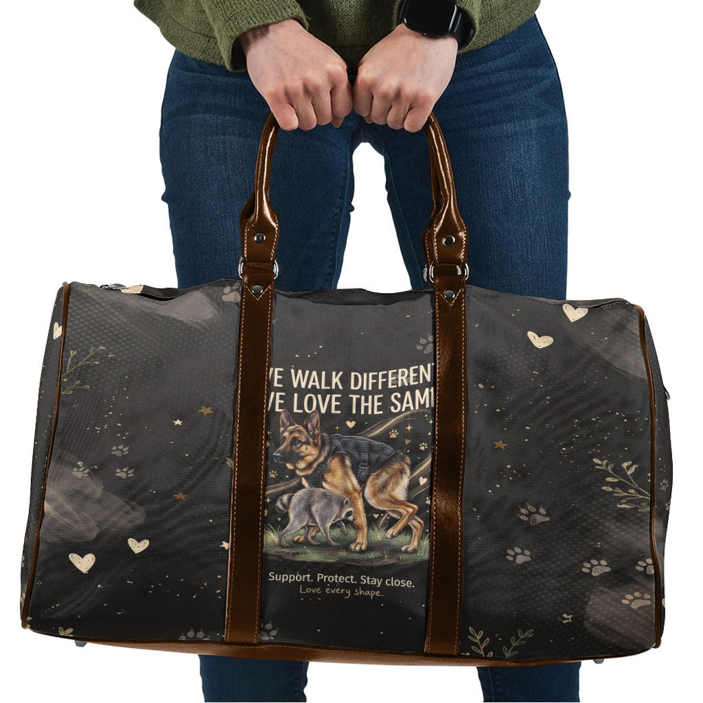 Jimothy And Quasimodo Travel Bag Vintage German Shepherd And Raccoon - Born Rare Loved Deeply