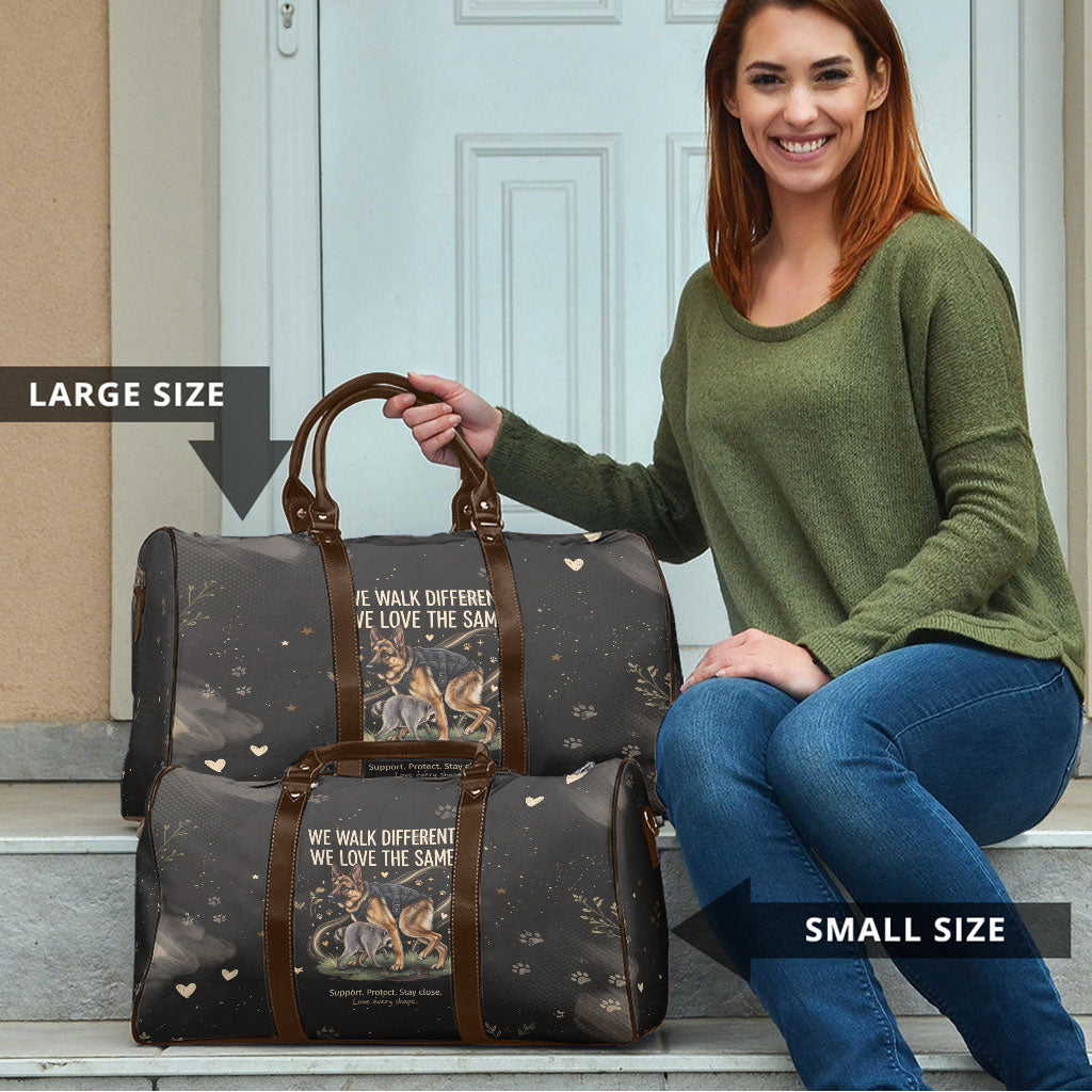 Jimothy And Quasimodo Travel Bag Vintage German Shepherd And Raccoon - Born Rare Loved Deeply