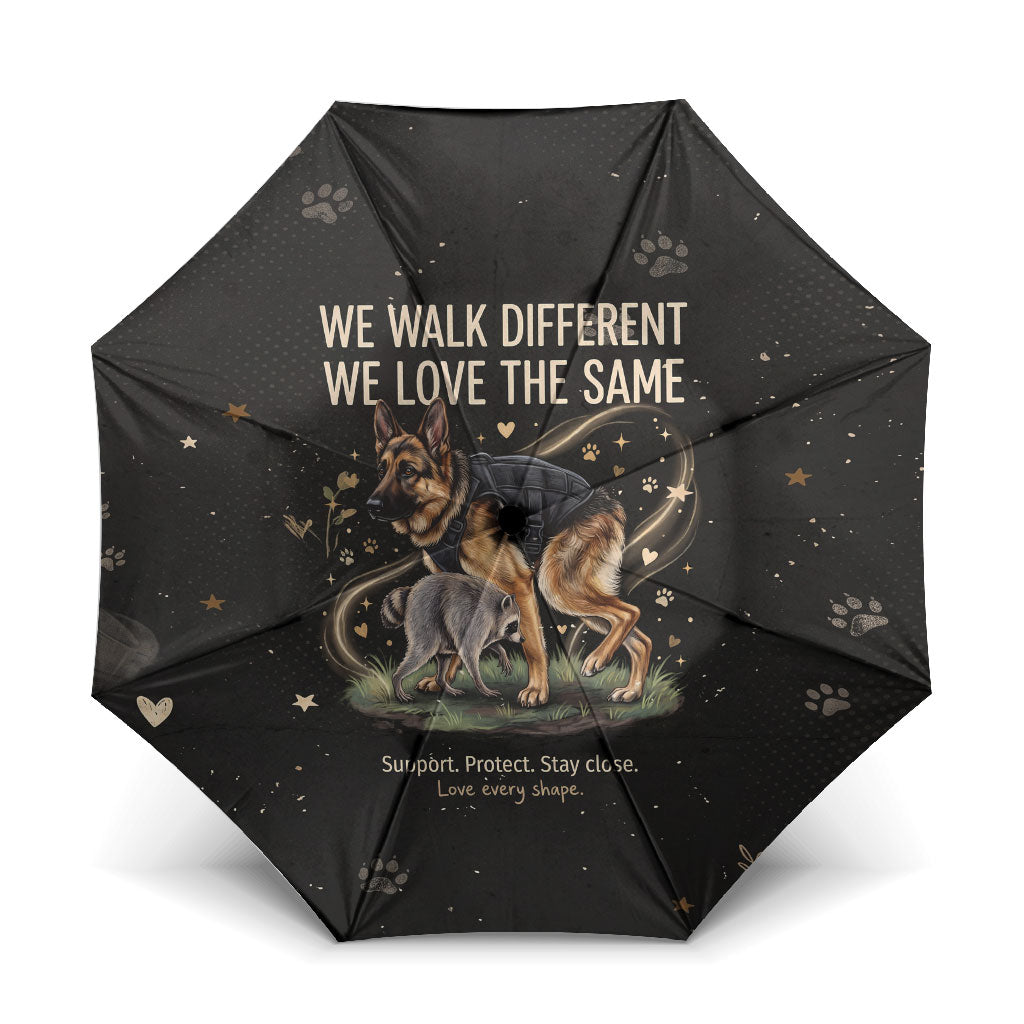 Jimothy And Quasimodo Umbrella Vintage German Shepherd And Raccoon - Born Rare Loved Deeply