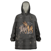 Jimothy And Quasimodo Wearable Blanket Hoodie Vintage German Shepherd And Raccoon - Born Rare Loved Deeply