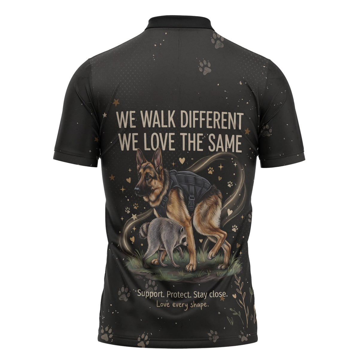 Jimothy And Quasimodo Zipper Polo Shirt Vintage German Shepherd And Raccoon - Born Rare Loved Deeply