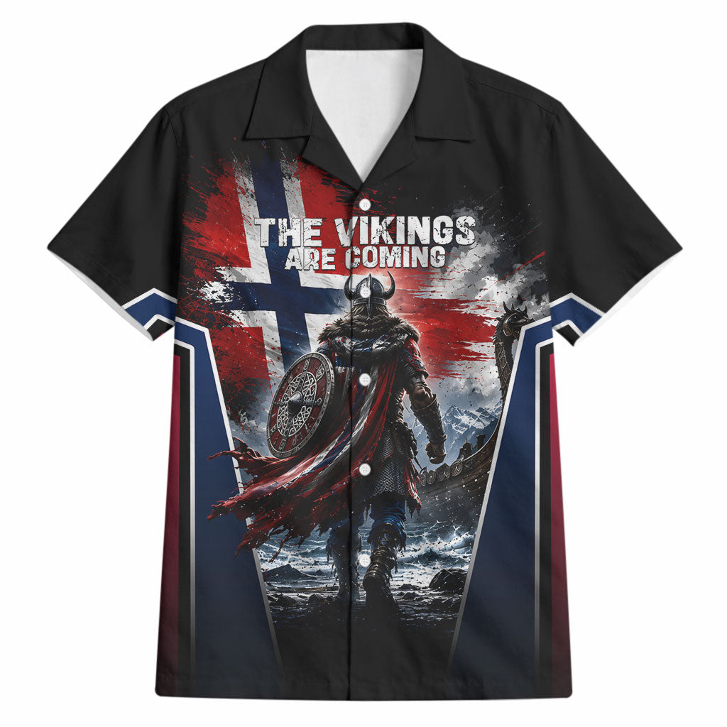 Personalized Norway Viking Warrior Hawaiian Shirt Vintage Norse Mythology Flag Art