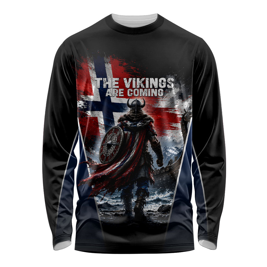 Personalized Norway Viking Warrior Long Sleeve Shirt Vintage Norse Mythology Flag Art
