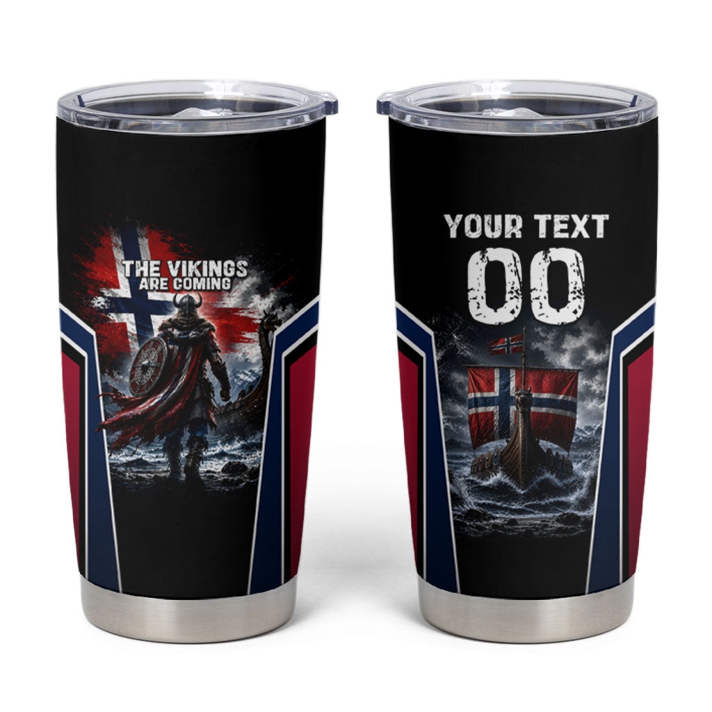 Personalized Norway Viking Warrior Tumbler Cup Vintage Norse Mythology Flag Art