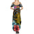 Hawaii Turtle Summer Maxi Dress Hawaii Pattern and Turtle Tattoo Dark Cyan Gradient - Wonder Print Shop