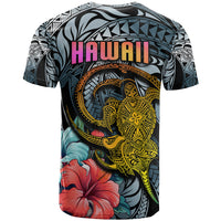 Hawaii Turtle T Shirt Hawaii Pattern and Turtle Tattoo Dark Cyan Gradient - Wonder Print Shop