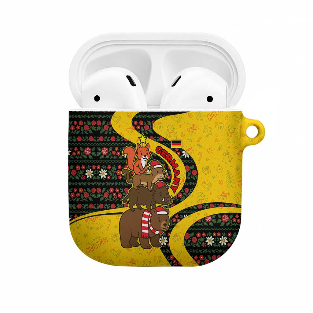 Germany Christmas AirPods Case with Bear Boar Otter Squirrel and Holiday Pattern Design - Wonder Print Shop