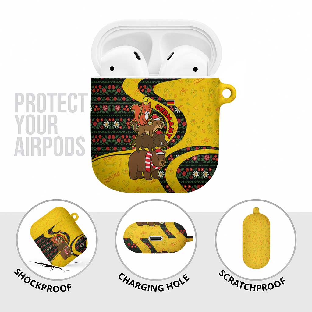 Germany Christmas AirPods Case with Bear Boar Otter Squirrel and Holiday Pattern Design - Wonder Print Shop