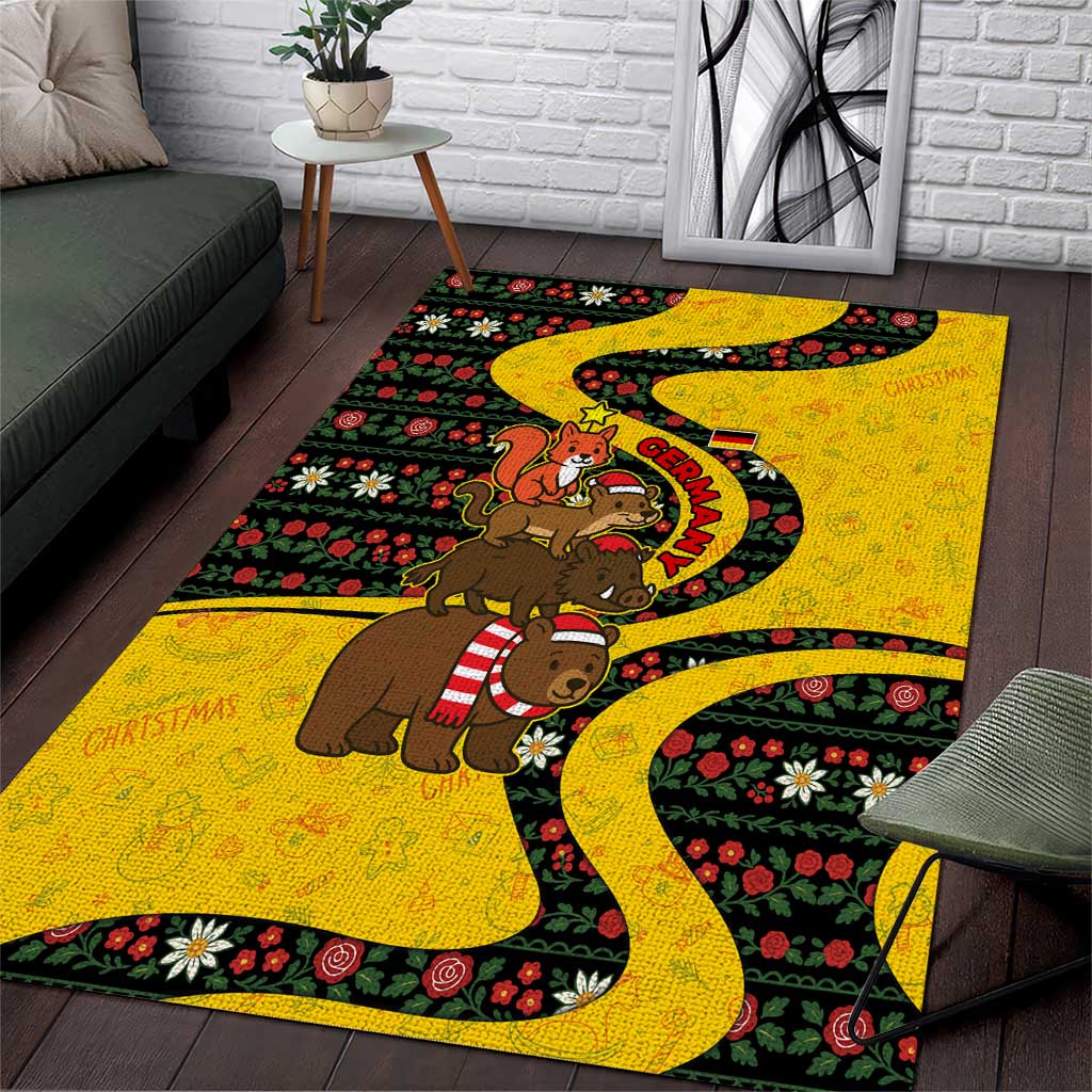 Germany Christmas Area Rug with Bear Boar Otter Squirrel and Holiday Pattern Design - Wonder Print Shop
