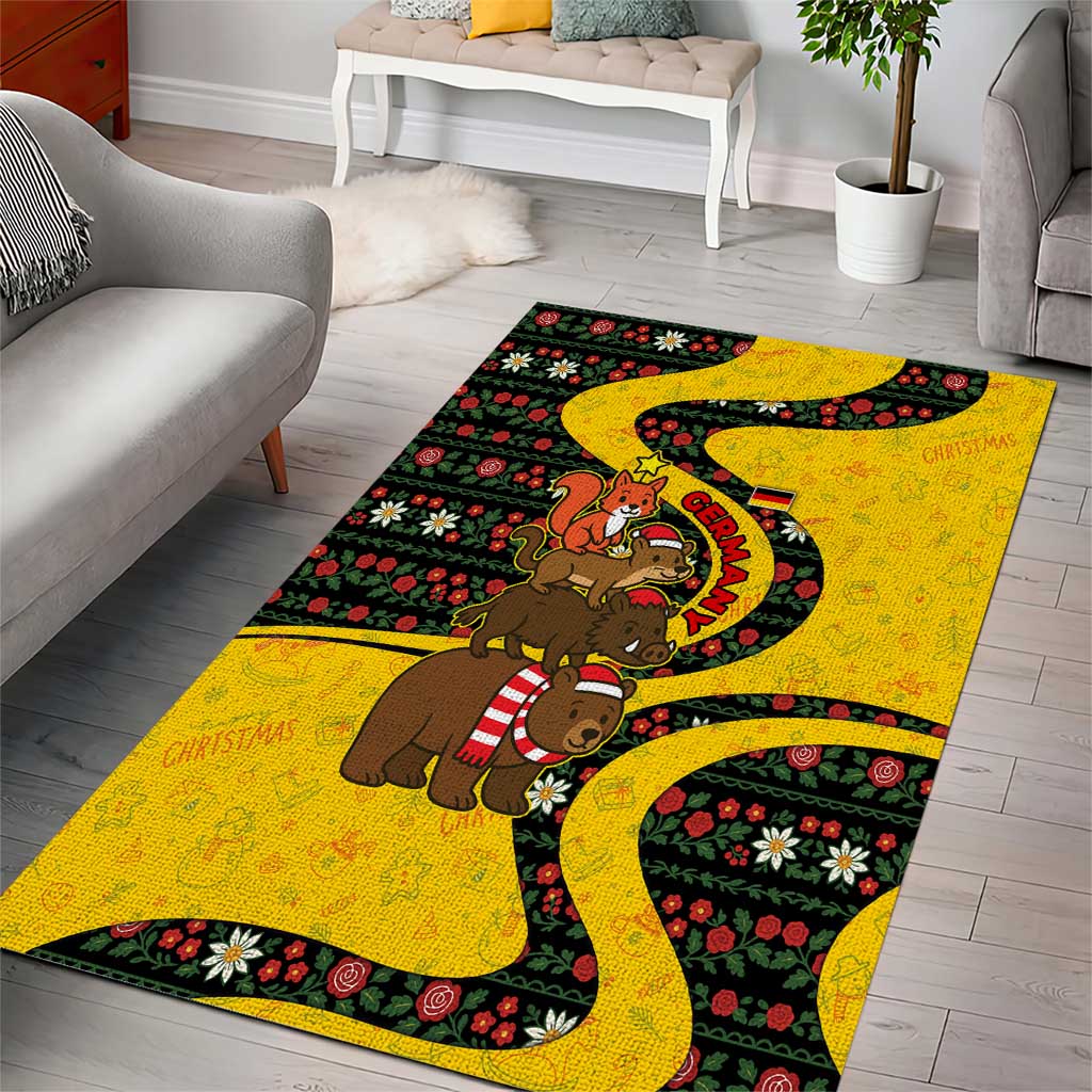 Germany Christmas Area Rug with Bear Boar Otter Squirrel and Holiday Pattern Design - Wonder Print Shop