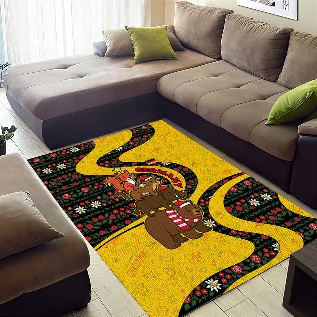 Germany Christmas Area Rug with Bear Boar Otter Squirrel and Holiday Pattern Design - Wonder Print Shop