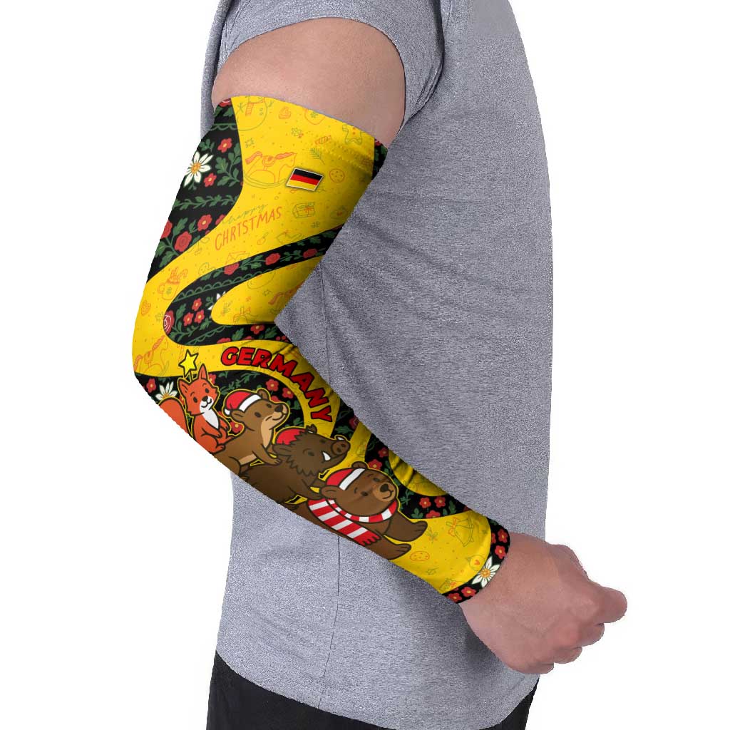 Germany Christmas Arm Sleeves with Bear Boar Otter Squirrel and Holiday Pattern Design - Wonder Print Shop