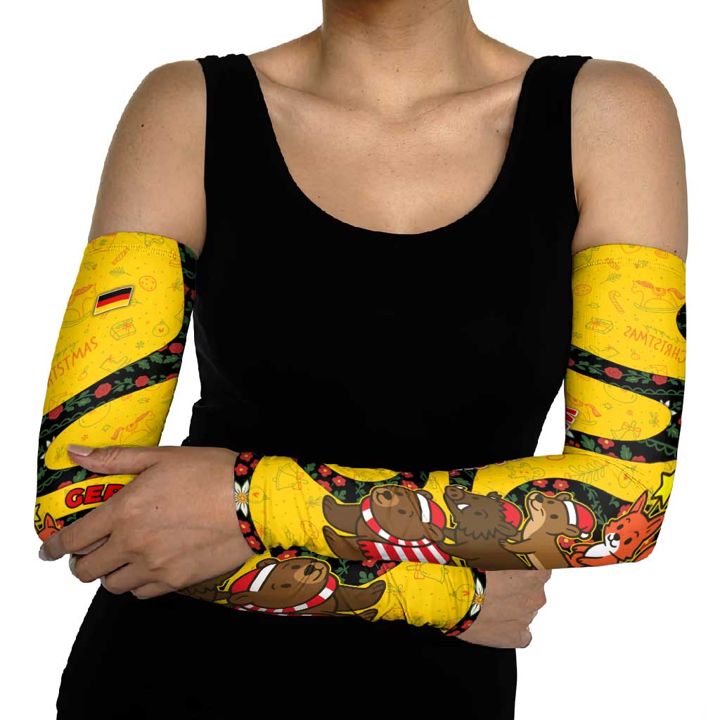 Germany Christmas Arm Sleeves with Bear Boar Otter Squirrel and Holiday Pattern Design - Wonder Print Shop