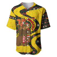 Germany Christmas Baseball Jersey with Bear Boar Otter Squirrel and Holiday Pattern Design - Wonder Print Shop