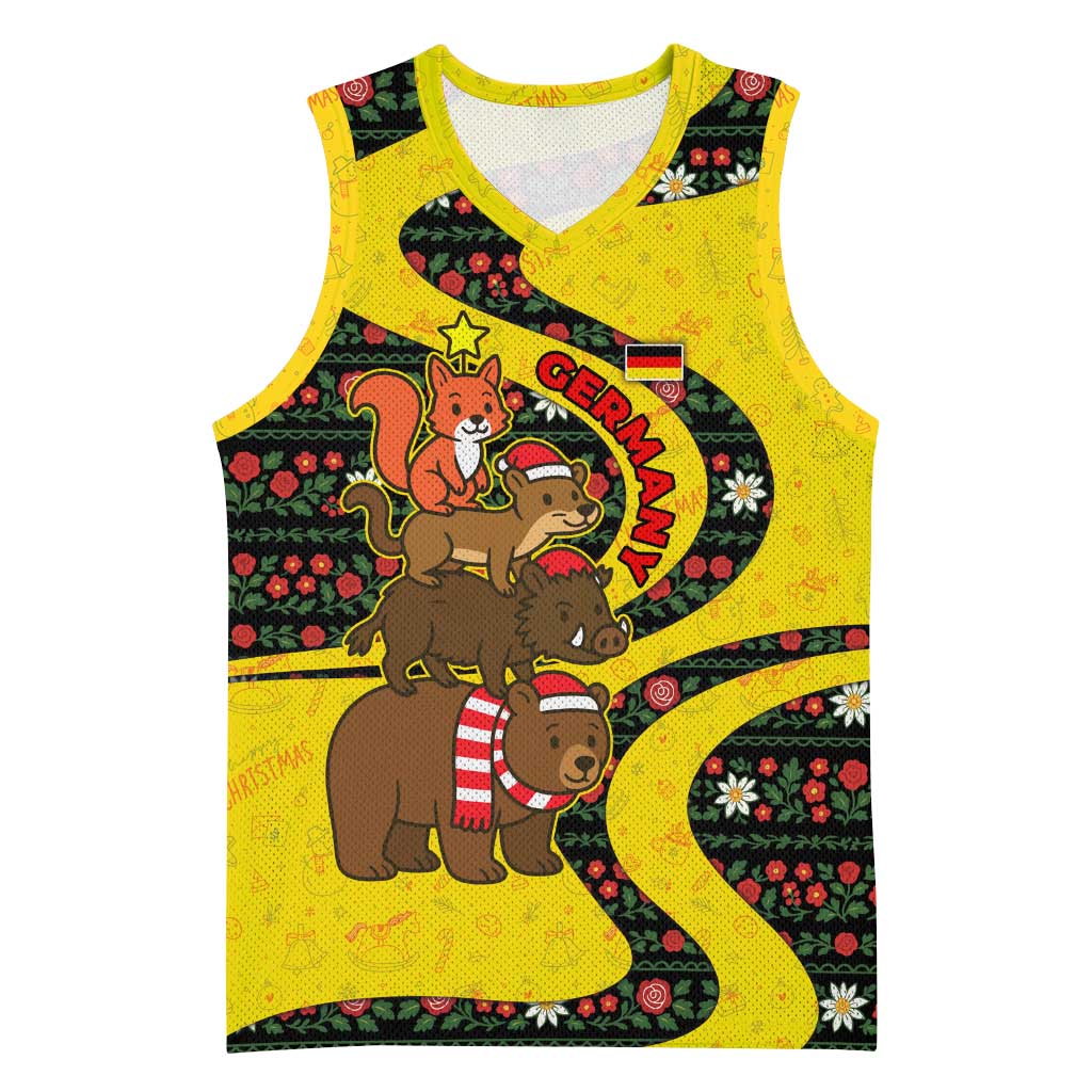 Germany Christmas Basketball Jersey with Bear Boar Otter Squirrel and Holiday Pattern Design - Wonder Print Shop