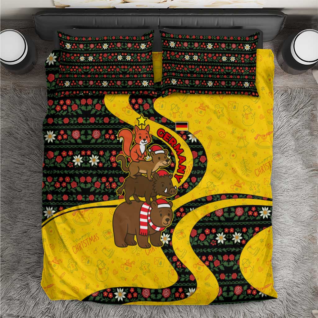 Germany Christmas Bedding Set with Bear Boar Otter Squirrel and Holiday Pattern Design - Wonder Print Shop