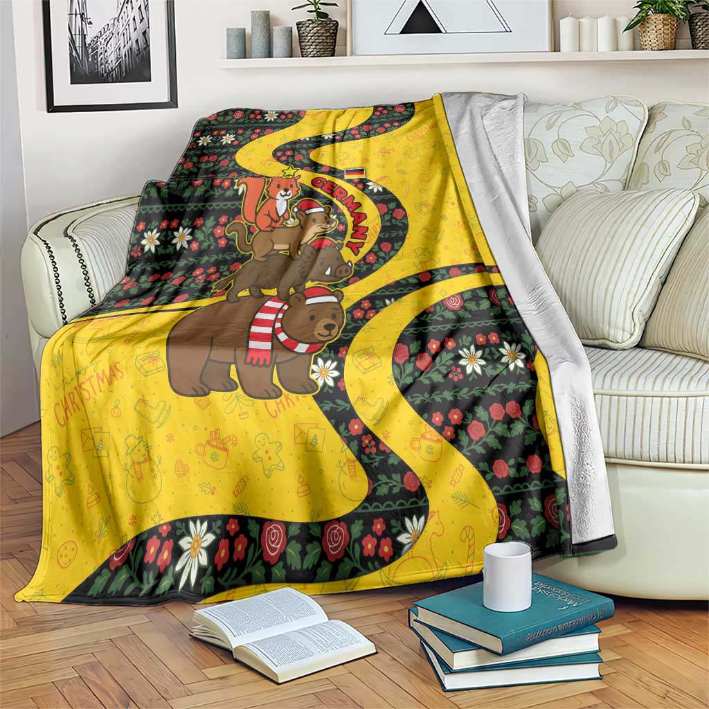 Germany Christmas Blanket with Bear Boar Otter Squirrel and Holiday Pattern Design - Wonder Print Shop