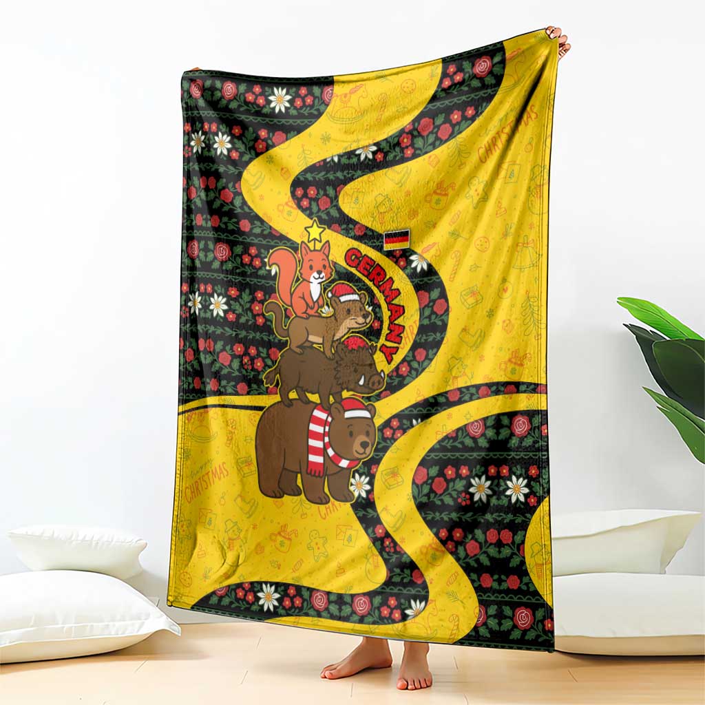 Germany Christmas Blanket with Bear Boar Otter Squirrel and Holiday Pattern Design - Wonder Print Shop