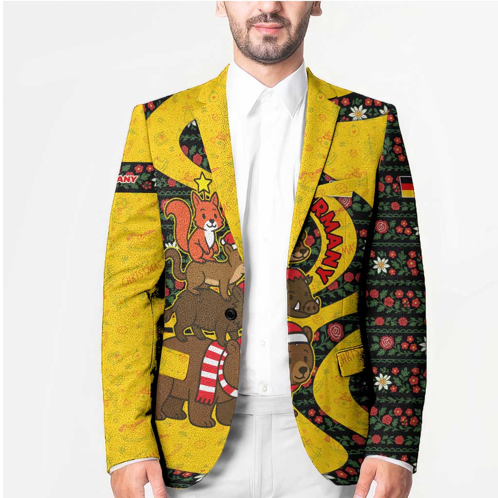 Germany Christmas Blazer with Bear Boar Otter Squirrel and Holiday Pattern Design - Wonder Print Shop