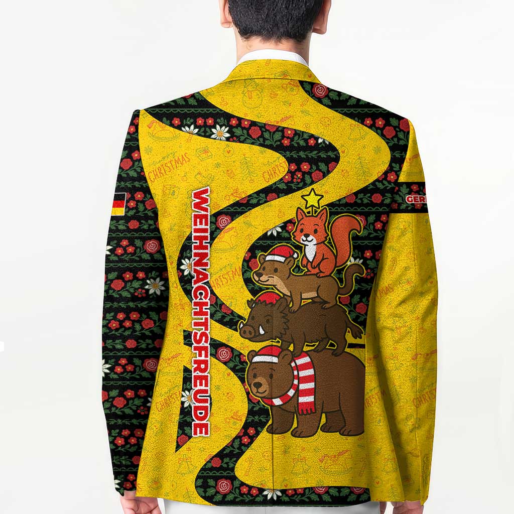 Germany Christmas Blazer with Bear Boar Otter Squirrel and Holiday Pattern Design - Wonder Print Shop