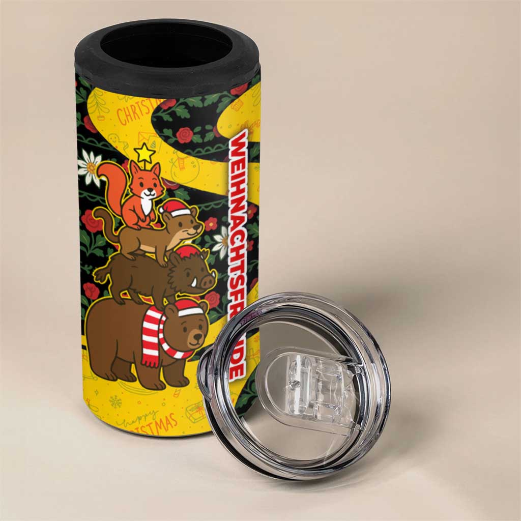 Germany Christmas 4 in 1 Can Cooler Tumbler with Bear Boar Otter Squirrel and Holiday Pattern Design - Wonder Print Shop