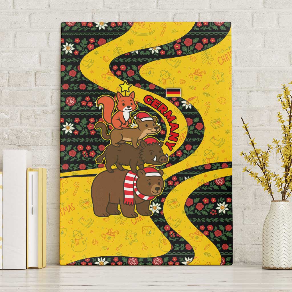 Germany Christmas Canvas Wall Art with Bear Boar Otter Squirrel and Holiday Pattern Design - Wonder Print Shop