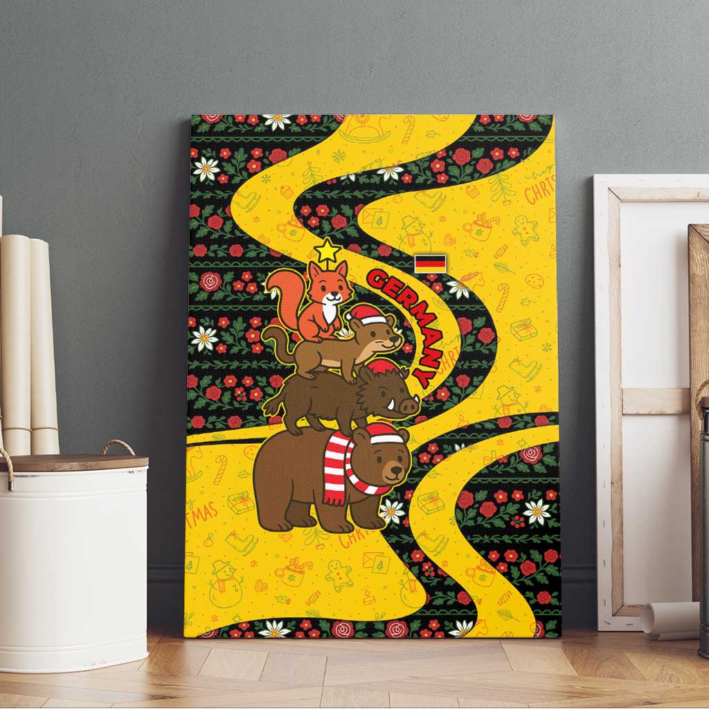 Germany Christmas Canvas Wall Art with Bear Boar Otter Squirrel and Holiday Pattern Design - Wonder Print Shop
