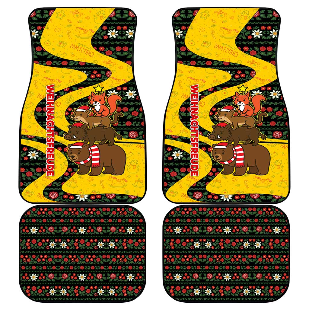 Germany Christmas Car Mats with Bear Boar Otter Squirrel and Holiday Pattern Design - Wonder Print Shop