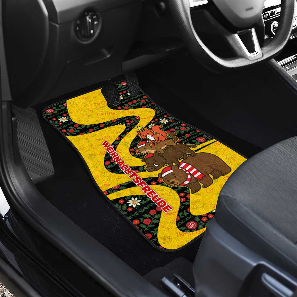 Germany Christmas Car Mats with Bear Boar Otter Squirrel and Holiday Pattern Design - Wonder Print Shop