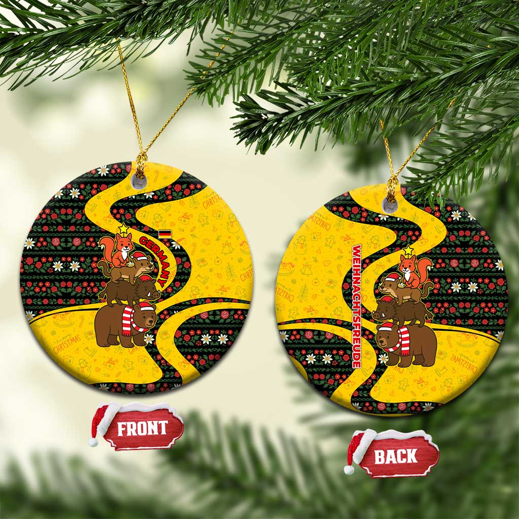 Germany Christmas Ceramic Ornament with Bear Boar Otter Squirrel and Holiday Pattern Design - Wonder Print Shop