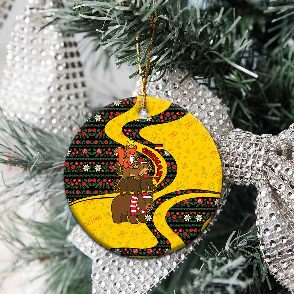 Germany Christmas Ceramic Ornament with Bear Boar Otter Squirrel and Holiday Pattern Design - Wonder Print Shop