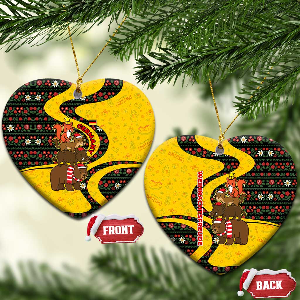 Germany Christmas Ceramic Ornament with Bear Boar Otter Squirrel and Holiday Pattern Design - Wonder Print Shop