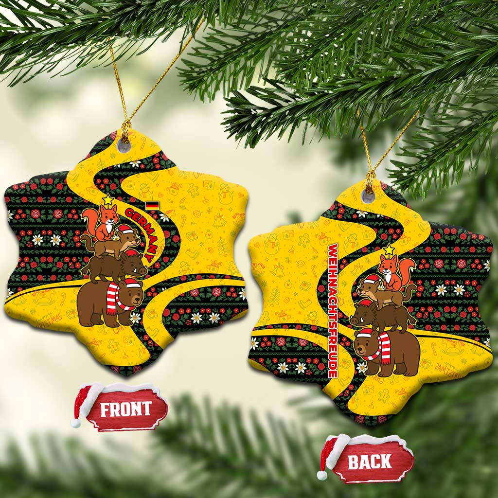 Germany Christmas Ceramic Ornament with Bear Boar Otter Squirrel and Holiday Pattern Design - Wonder Print Shop
