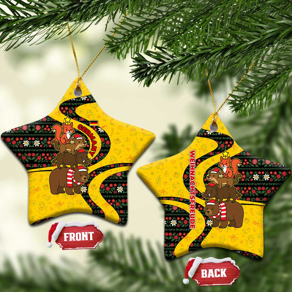 Germany Christmas Ceramic Ornament with Bear Boar Otter Squirrel and Holiday Pattern Design - Wonder Print Shop