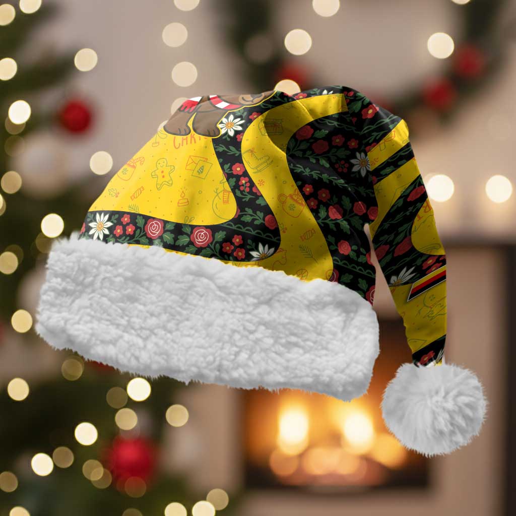 Germany Christmas Santa Hat with Bear Boar Otter Squirrel and Holiday Pattern Design - Wonder Print Shop