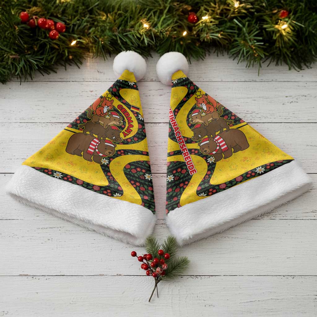 Germany Christmas Santa Hat with Bear Boar Otter Squirrel and Holiday Pattern Design - Wonder Print Shop
