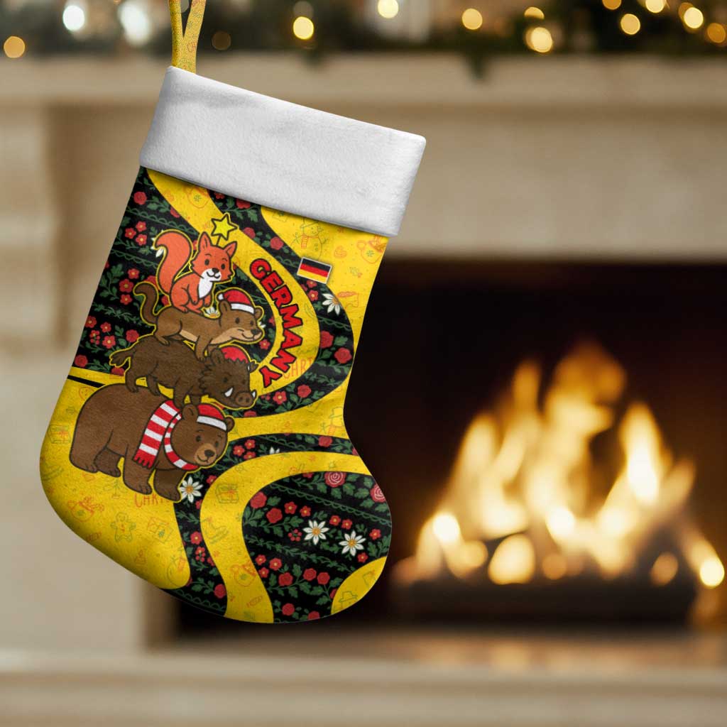 Germany Christmas Stocking with Bear Boar Otter Squirrel and Holiday Pattern Design - Wonder Print Shop