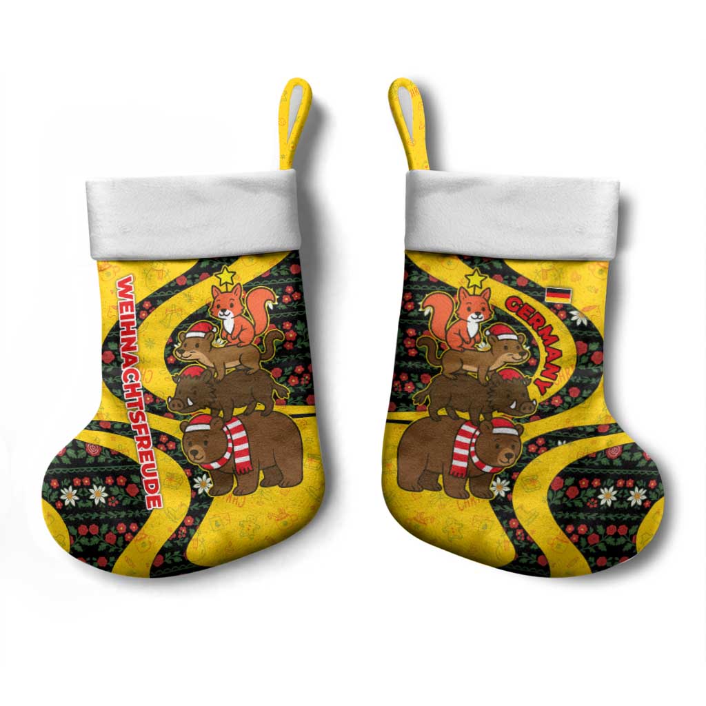 Germany Christmas Stocking with Bear Boar Otter Squirrel and Holiday Pattern Design - Wonder Print Shop