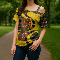 Germany Christmas Cross Shoulder Shirt with Bear Boar Otter Squirrel and Holiday Pattern Design - Wonder Print Shop
