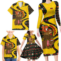 Germany Christmas Family Matching Long Sleeve Bodycon Dress and Hawaiian Shirt with Bear Boar Otter Squirrel and Holiday Pattern Design - Wonder Print Shop