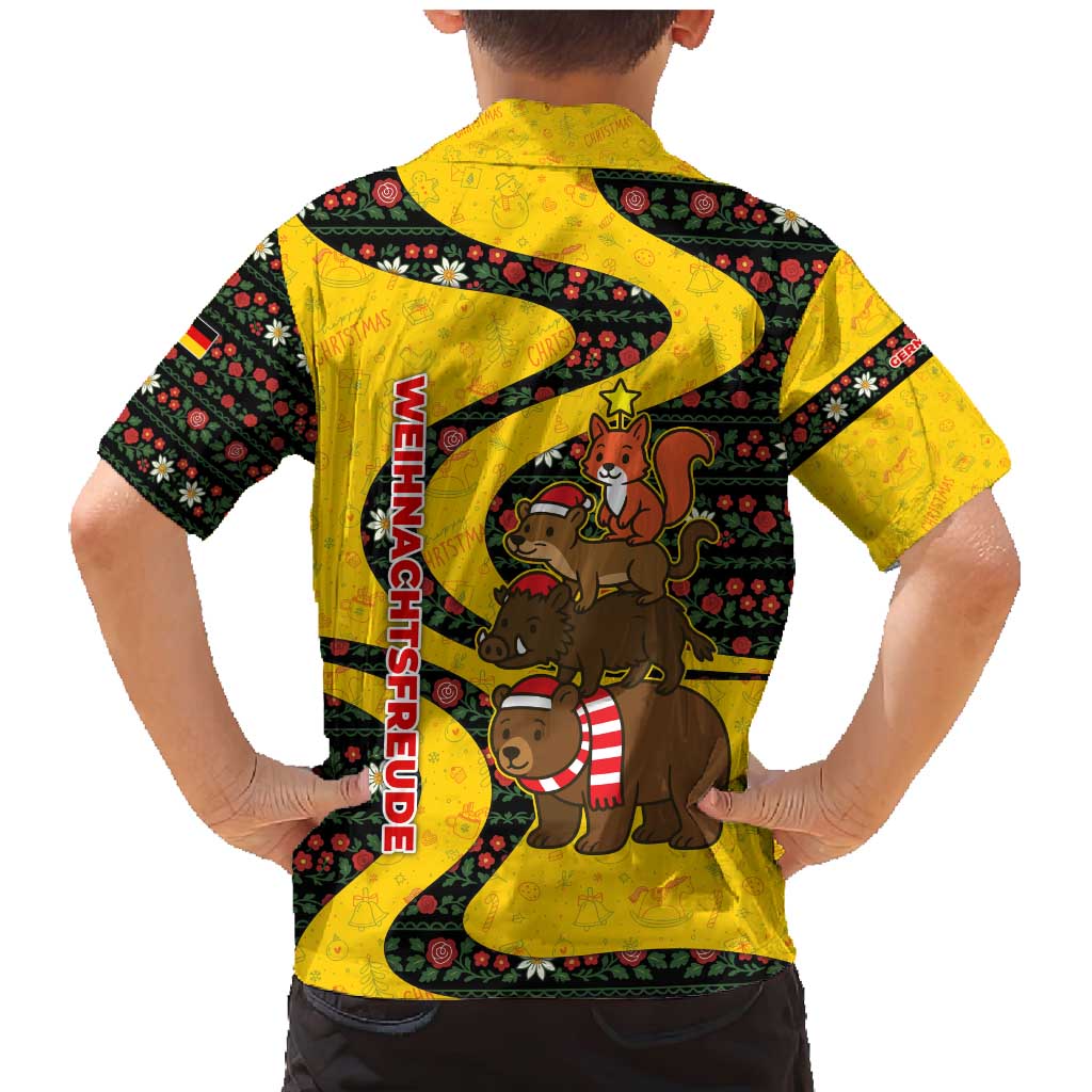 Germany Christmas Family Matching Mermaid Dress and Hawaiian Shirt with Bear Boar Otter Squirrel and Holiday Pattern Design - Wonder Print Shop