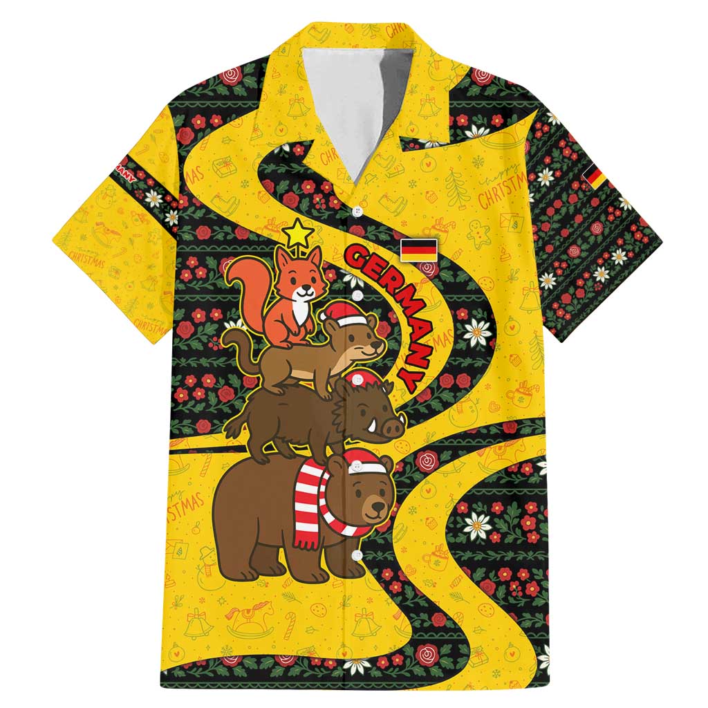 Germany Christmas Family Matching Mermaid Dress and Hawaiian Shirt with Bear Boar Otter Squirrel and Holiday Pattern Design - Wonder Print Shop