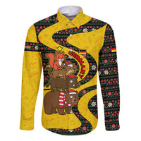 Germany Christmas Family Matching Mermaid Dress and Hawaiian Shirt with Bear Boar Otter Squirrel and Holiday Pattern Design - Wonder Print Shop