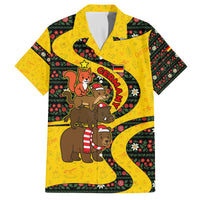 Germany Christmas Family Matching Off The Shoulder Long Sleeve Dress and Hawaiian Shirt with Bear Boar Otter Squirrel and Holiday Pattern Design - Wonder Print Shop