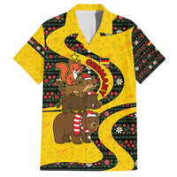 Germany Christmas Family Matching Off Shoulder Maxi Dress and Hawaiian Shirt with Bear Boar Otter Squirrel and Holiday Pattern Design - Wonder Print Shop